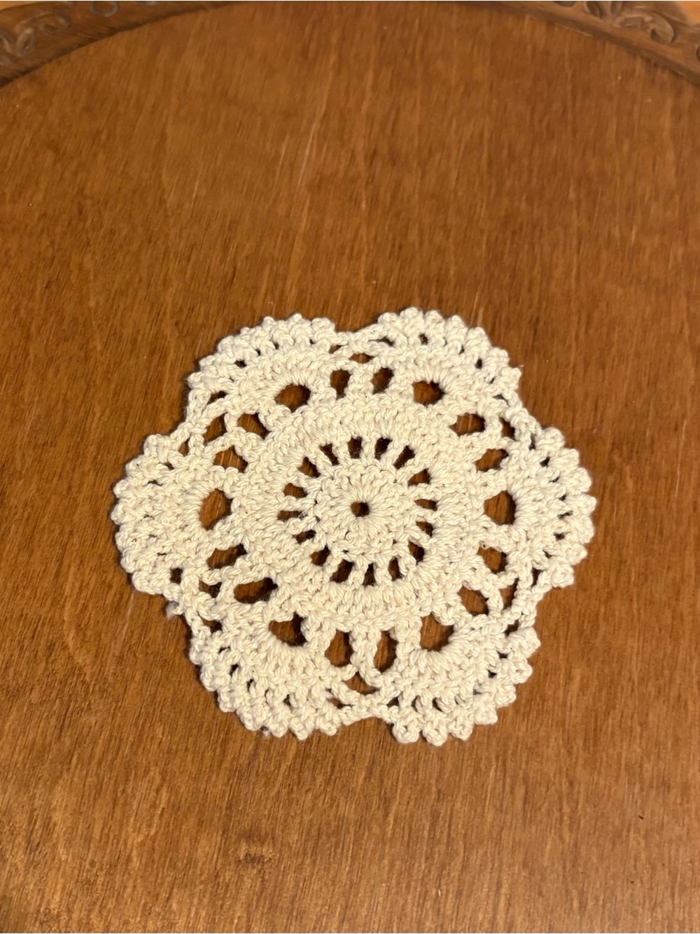 Mini Handmade Crochet Doily - Cream